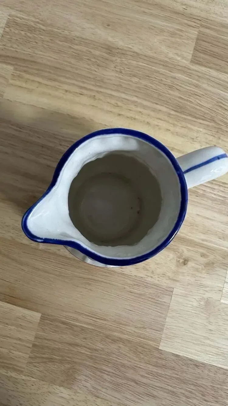 Cream And Blue Floral Ceramic Mini Pitcher Made In Japan